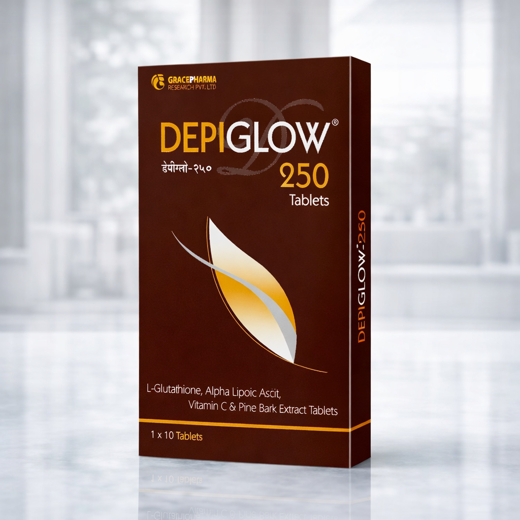 depiglow glutathione Tablet, For Skin Whitening, Packaging Type: Box at  150/strip in Surat Buy Depiglow 250 Tablet 10s